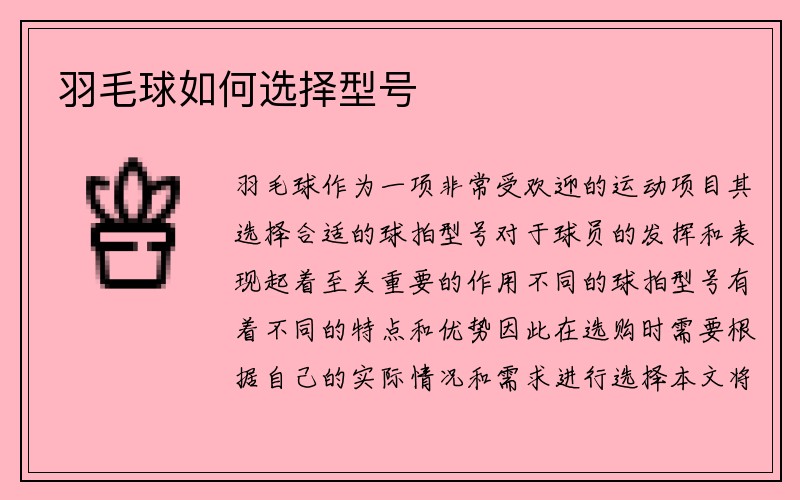 羽毛球如何选择型号